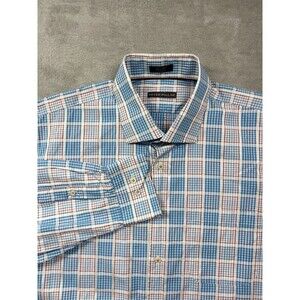 Peter Millar XL Plaid Dress Shirt Blue Red White Check